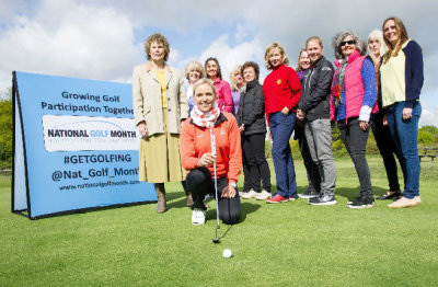 Carin Koch (front), Kate Hoey MP (left) and the ladies of Wimbledon Common Golf Club launch National Golf Month