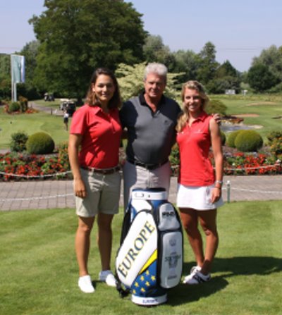 Karolin Lampert and Sophia Popov, GC St. Leon-Rot members and former PING Junior Solheim Cup players together with Mr. Hopp