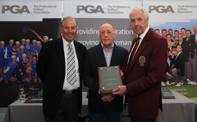 John Reay, centre, with Warren Sunderland, left, and PGA captain Nicky Lumb, (courtesy of Matt Lewis./Getty Images)