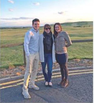 (from left) Taylor White, Internship Director Cynthia Johnson, and Julie Barosso pictured in Gullane. Taylor and Julie are interns at the nearby Renaissance Club