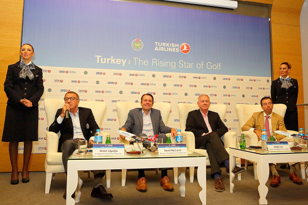 Ahmet Agaoglu (President of the Turkish Golf Federation); David Maclaren (Director of Properties and Destinations at European Tour); Roddy Carr (Senior Vice President Golf, Lagadere); Ian Edwards (Associate Director, Financial Times)