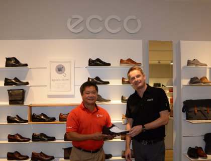 Asian Tour Commissioner Kyi Hla Han pictured with Jesper S. Thuen Head of Golf-Asia Pacific ECCO