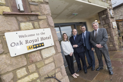 Oak Royal Golf and Country Club (from left) Caroline Downes (Director), Kenny Arnott (Manager), Jonathon Townsend (Lloyds) and  Charles Downes (Owner)