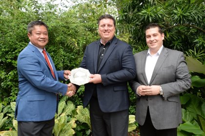 Asian Tour 2015 Event of the Year - Ho Tram Open (from left) Kyi Hla Han - Asian Tour Commissioner, Ben Styles, Vice-President Golf & Residential The Bluffs Ho Tram Strip and Jed Moore, Managing Director Performance54