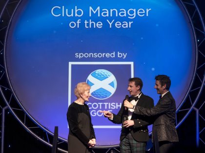 Inaugural Club Manager of the Year David Roy (Crail GS) with one of Scotland’s most decorated female amateurs, Belle Robertson (Kevin Kirk)