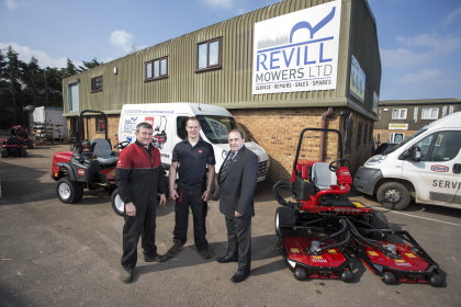 Jason Revill, middle, with his business partner Russell Revill on the left and Lely’s John Pike
