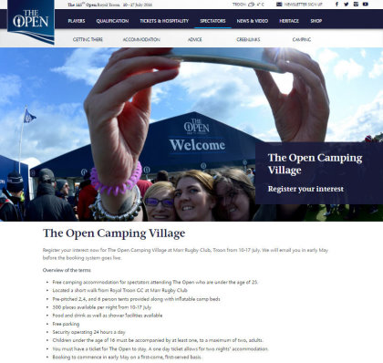 Open Camping Village website