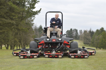 Course manager Mark Crossley on the club’s new Toro Groundsmaster 4700-D