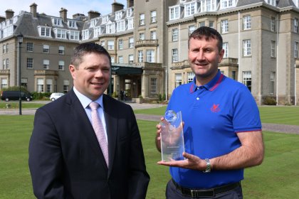Paul Heery, Gleneagles General Manager (left) and Gary Silcock, Gleneagles Director of Golf with the award
