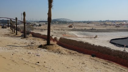 Historic Wadi wall protected and incorporated within the golf course
