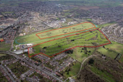 Oadby aerial - Site Edged Red 