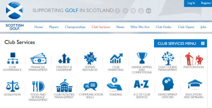 Scottish Golf Club Services Menu