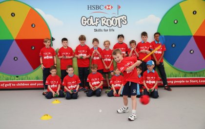 HSBC Golf Roots activity during the Pro-Am prior to the BMW PGA Championship at Wentworth on May 25, 2016 