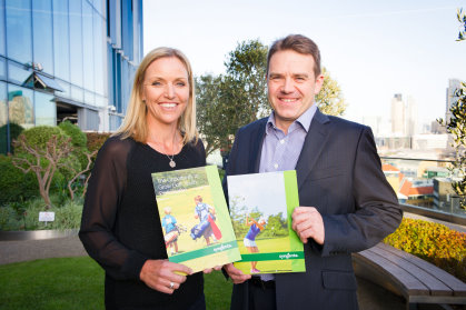 Carin Koch with Simon Elsworth; Syngenta will continue to support golf club managers as part of a renewed two-year partnership with the CMAE