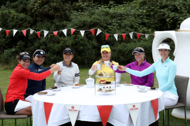 (from left) Brittany Lang, Mika Miyazato, Lydia Ko, Charley Hull, Brooke Henderson, Michelle Wie (Getty Images)