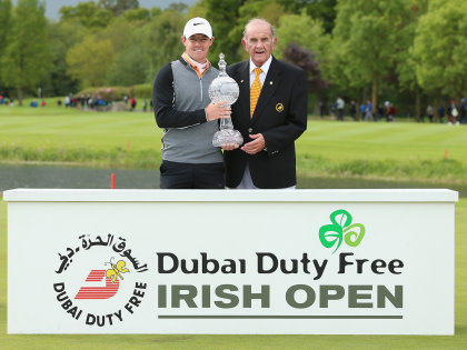 Rory McIlroy with Colm McLoughlin, Executive Vice Chairman & CEO, Dubai Duty Free (Getty Images)