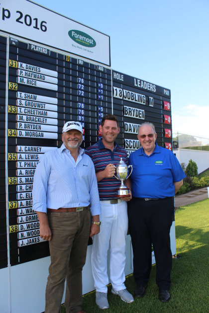 President of Srixon Sports Europe Leslie Hepsworth, winner Martyn Jobling and Foremost CEO Paul Hedges