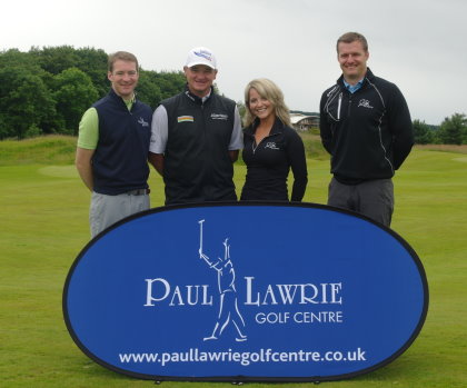 (from left) Craig Dempster, Director of Golf, Paul Lawrie Golf Centres, Paul Lawrie, Kirsty Weir and Christopher Campbell, KAI Agency