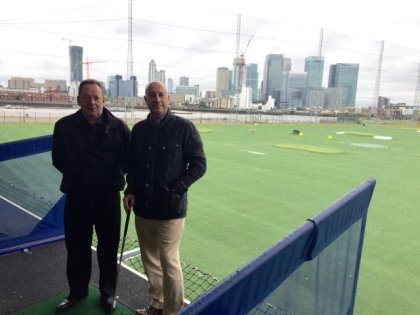 Phil Richins (left) from N1 Golf Venues with Brendan Dwyer from La Manga Club at Greenwich Peninsular
