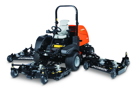 In its 95th year, Jacobsen introduces the HR Series of wide-area rotaries, which includes the HR600, HR700 (pictured here) and HR800. The mowers offer industry leading productivity, serviceability and comfort