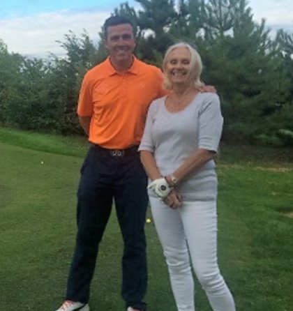 Staining Lodge Golf Club PGA professional Tony Johnstone with Iris Whalley, who features in the club’s new Get into golf video