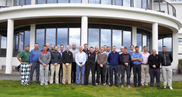 The Fourth Leading Edge Series event delegates outside the iconic Castle Stuart Golf Links clubhouse