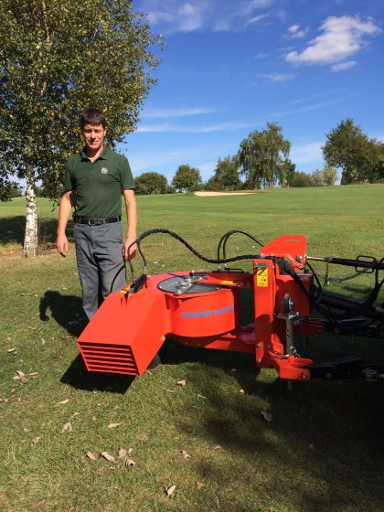 Lee Sayers, Course Manager, at Mid Kent GC, Gravesend with Wiedenmann Whisper Twister as supplied by dealer Ernest Doe & Sons, Dartford