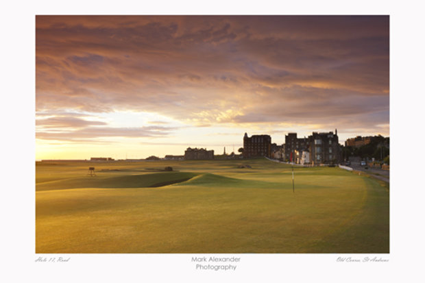 A mounted print of The Old Course, St Andrews