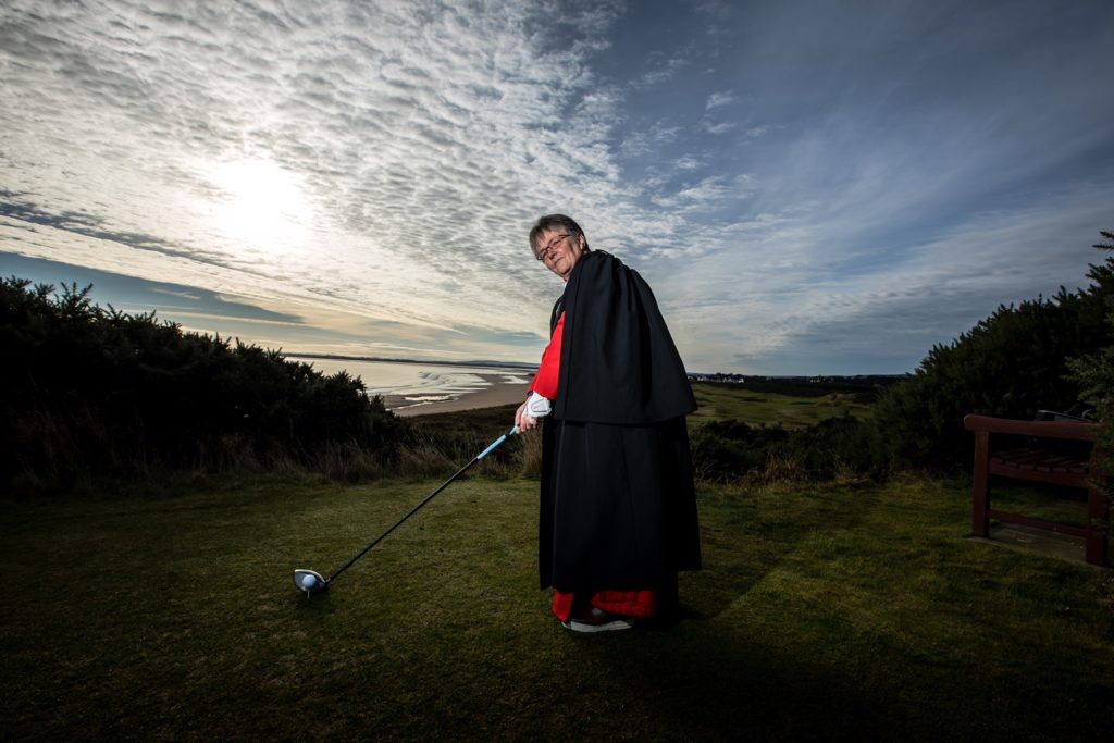 Rev Susan Brown – teeing up to drive on the 7th hole (Paul Campbell/Church of Scotland)