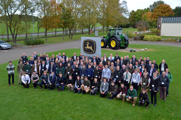 The new 2016/2017 intake of John Deere Ag, Parts and Turf Tech apprentices at Langar during their induction, along with family members and dealers
