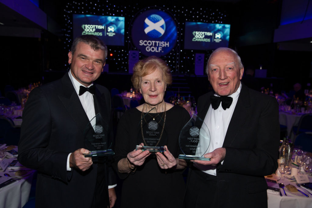 Paul Lawrie, Belle Robertson and Jock MacVicar (Pic Courtesy of Scottish Golf) The three main winners from tonights awards Jock MacVicar & Belle Robertson (Joint Lifetime Achievement awards) and Paul Lawrie (Inspirational Award) Pic Kenny Smith, Kenny Smith Photography Tel 07809 450119