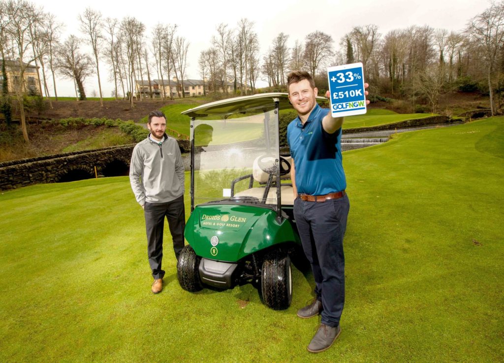 (l-r) Marcus Doyle, Director of Golf at Druids Glen Golf Club, County Wicklow, and GolfNow Sales Manager Ryan Bell 