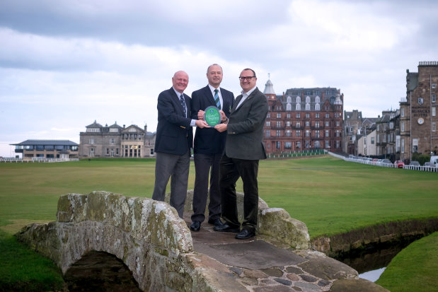 Presentation of Green Tourism GOLD Award to SAL (from left) Ewen Bowman, Operations Director (SAL), Steve Race, Links Management Committee Chairman, Jon Proctor, Green Tourism CEO