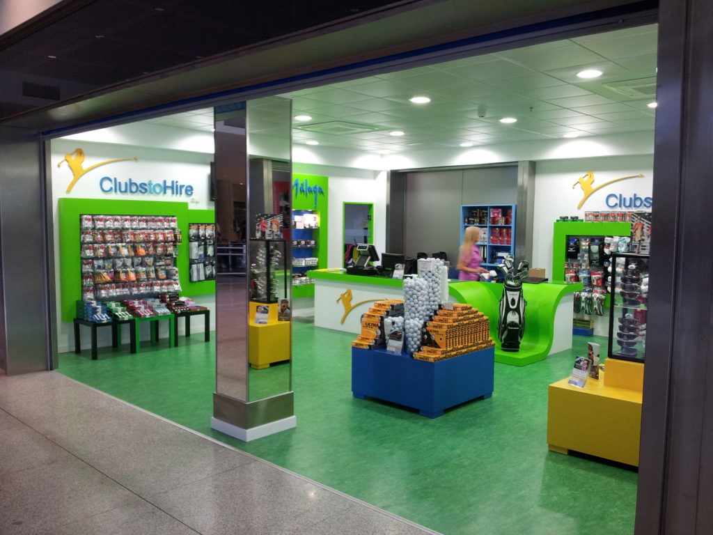 ClubstoHire terminal shop in Malaga airport
