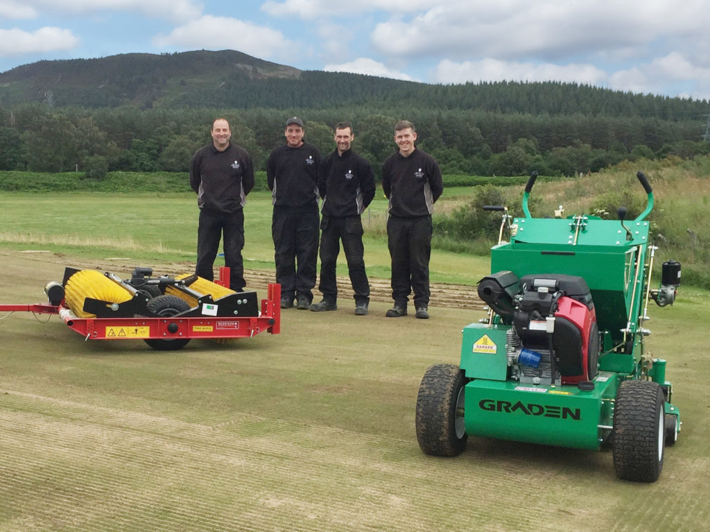 The team at Spey Valley with their Graden CSI and Speedbrush from Charterhouse Turf Machinery