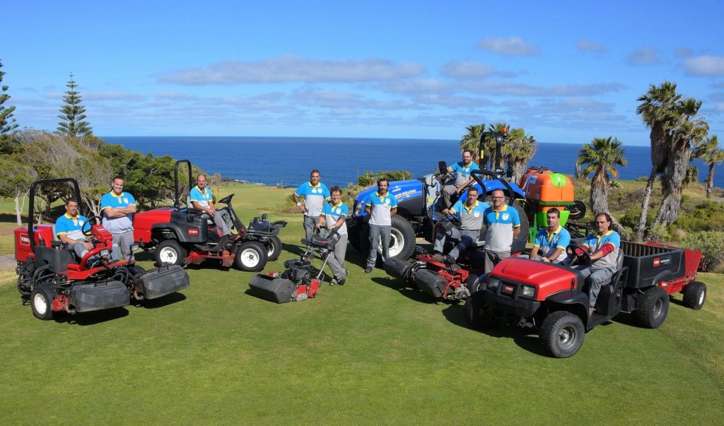 The Buenavista greenkeeping staff with new machinery to further improve the standard of the course maintenance
